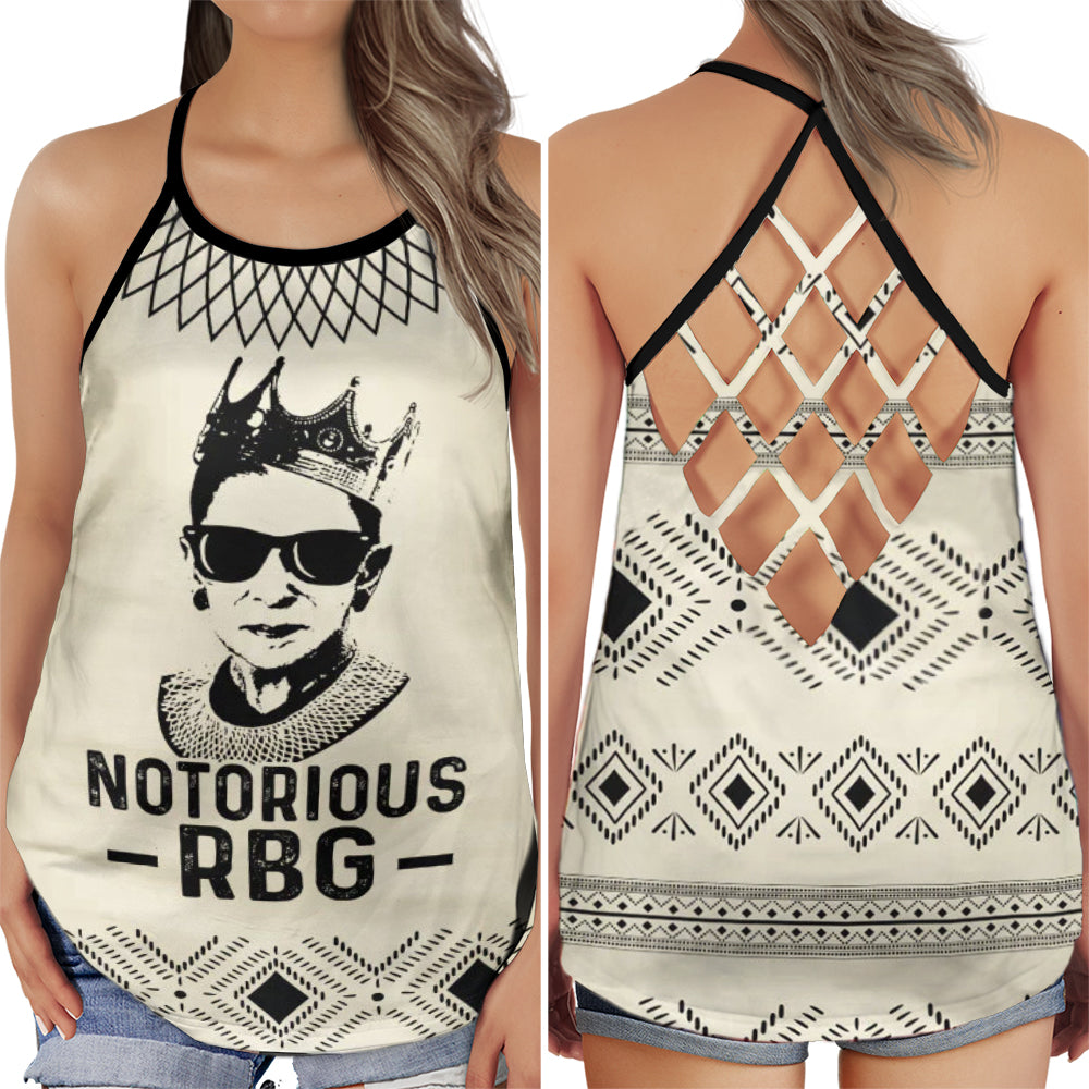 S RBG Fight For Thing You Care Notorious - Cross Open Back Tank Top - Owls Matrix LTD