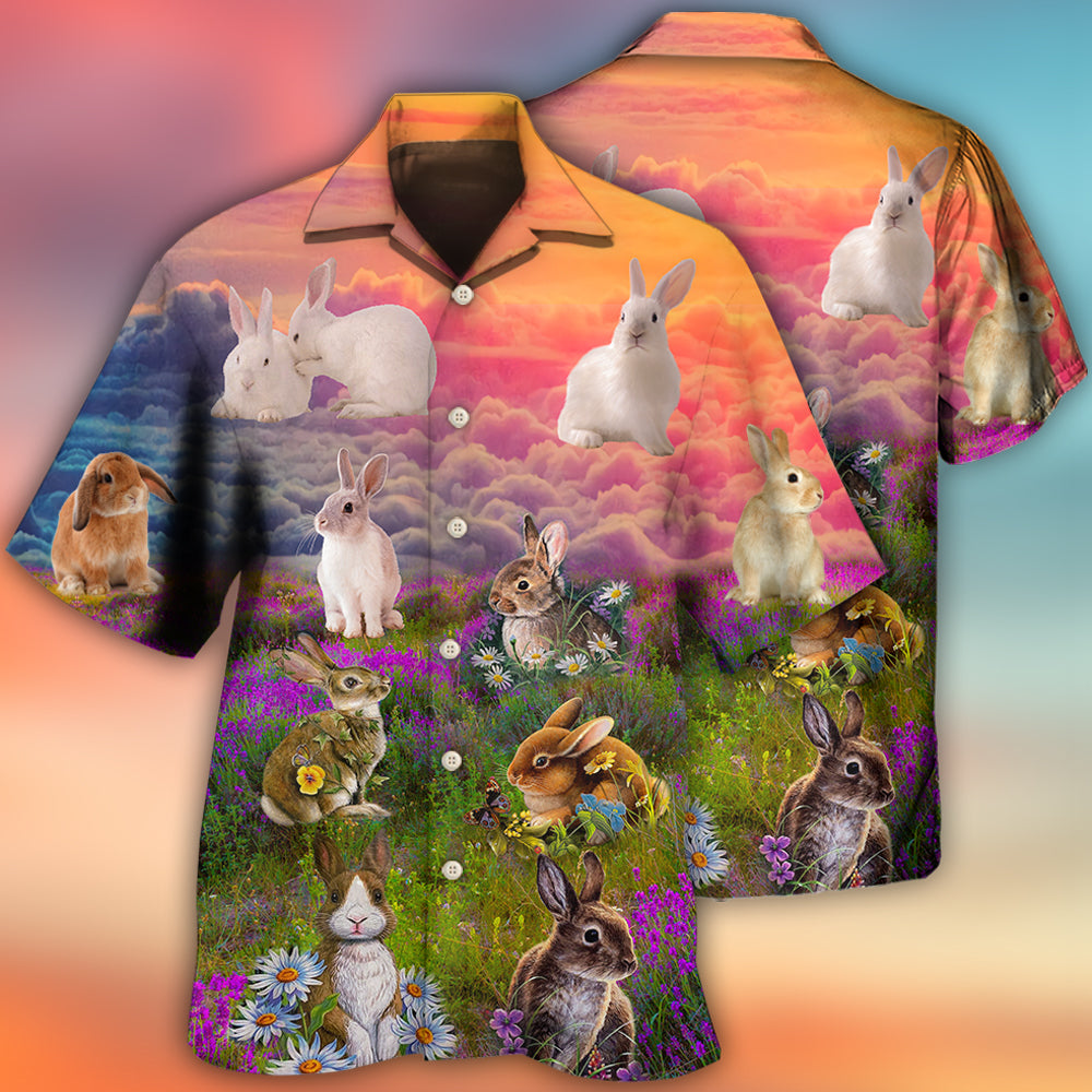 Rabbit Beautiful Floral Grass - Hawaiian Shirt - Owls Matrix LTD