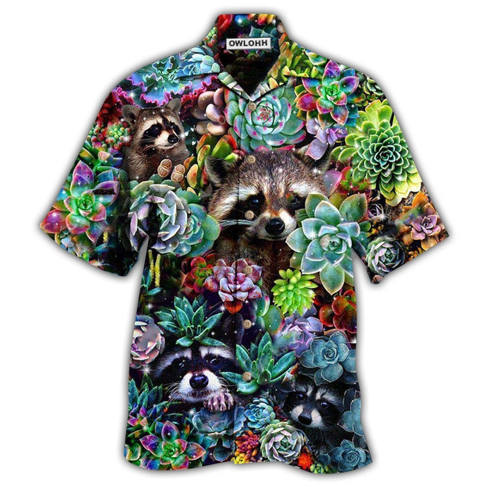 Hawaiian Shirt / Adults / S Raccoon Animals Succulent - Hawaiian Shirt - Owls Matrix LTD