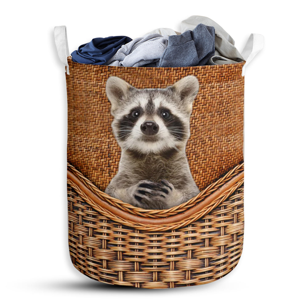 Raccoon Rattan Teaxture - Laundry Basket - Owls Matrix LTD