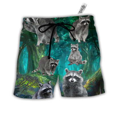 Beach Short / Adults / S Raccoon Style With Green - Beach Short - Owls Matrix LTD