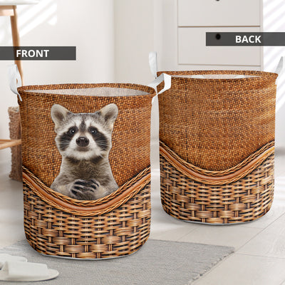 S: 17.72”x13.78” (45x35 cm) Raccoon Rattan Teaxture - Laundry Basket - Owls Matrix LTD