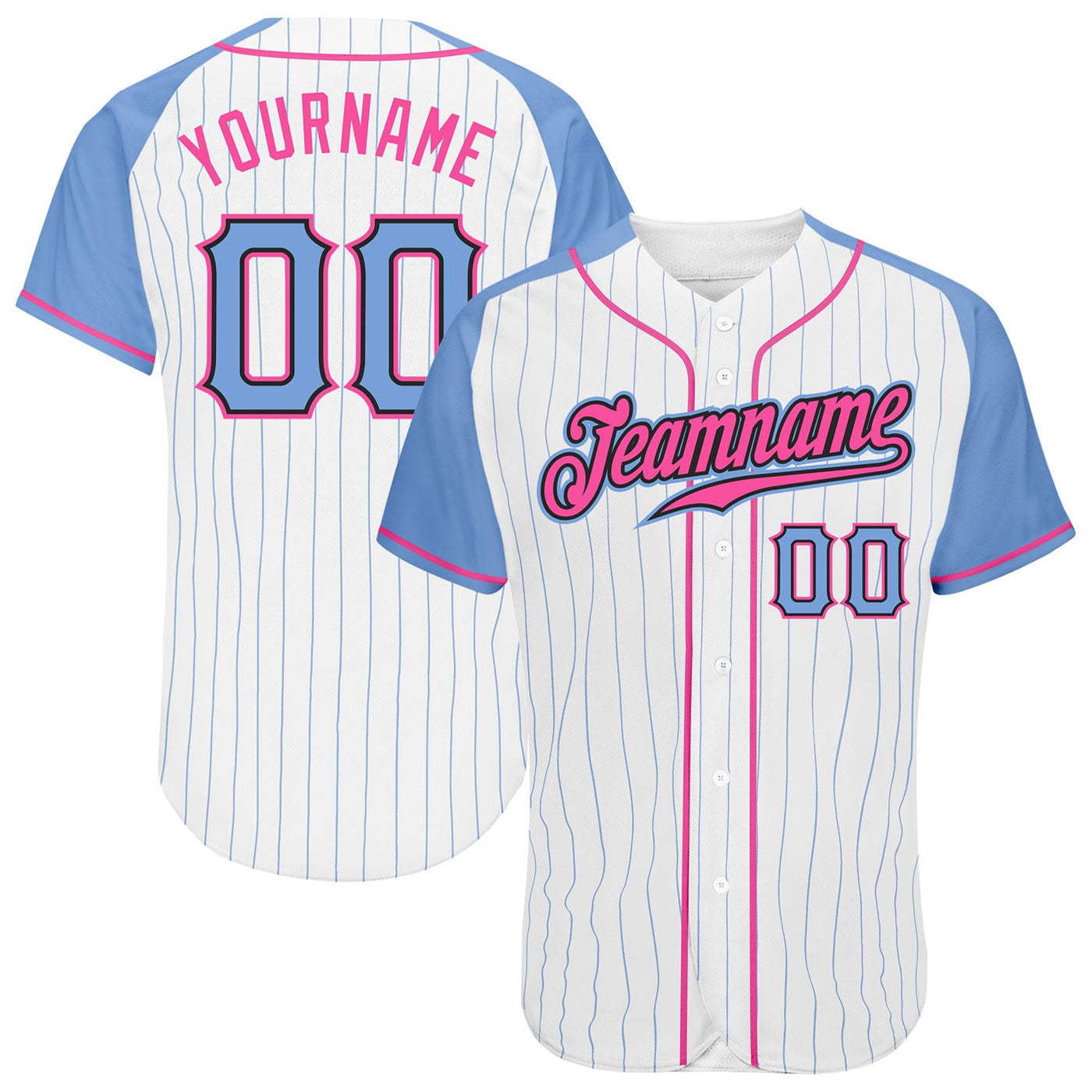 Custom Light Blue Pink Pinstripe Pink-White Authentic Baseball Jersey  Discount