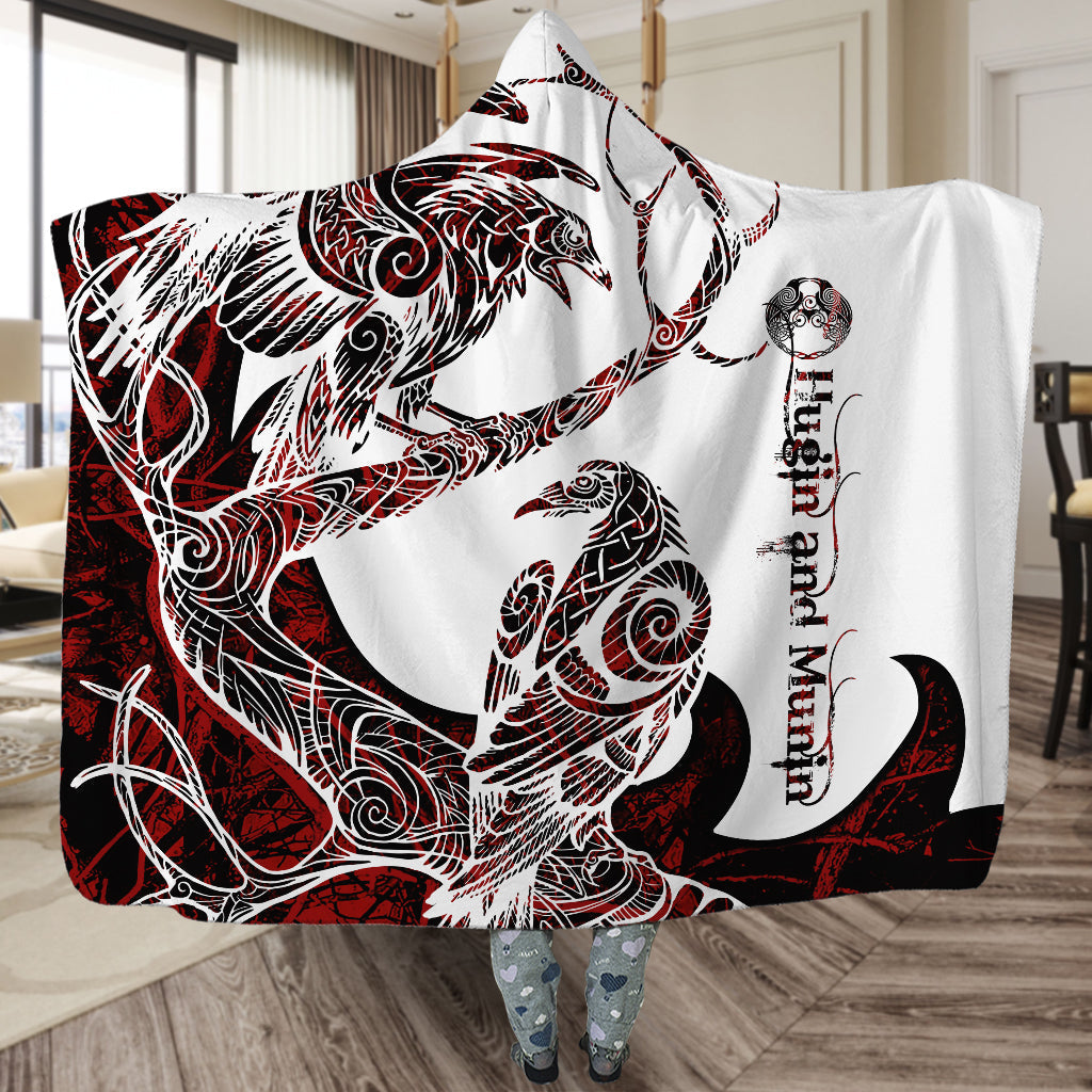 Viking Raven Legend Red And White Amazing Style - Hoodie Blanket - Owls Matrix LTD
