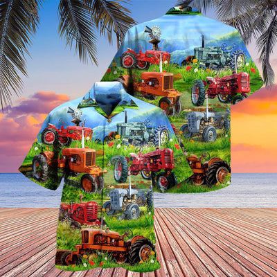 Tractor Real Men Drive Tractors - Hawaiian Shirt - Owls Matrix LTD