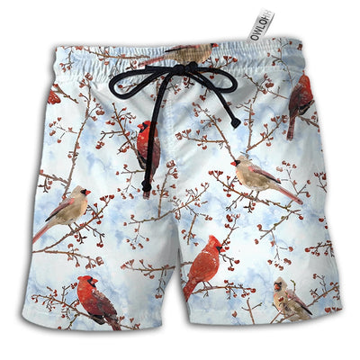 Beach Short / Adults / S Cardinal In Winter Style - Beach Short - Owls Matrix LTD