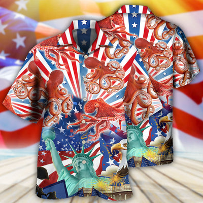 Octopus USA Independence Day - Hawaiian Shirt - Owls Matrix LTD