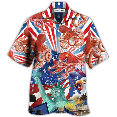 Hawaiian Shirt / Adults / S Octopus USA Independence Day - Hawaiian Shirt - Owls Matrix LTD
