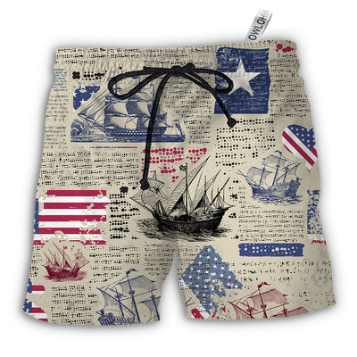 Beach Short / Adults / S Sailing US Flag Independence Day - Beach Short - Owls Matrix LTD