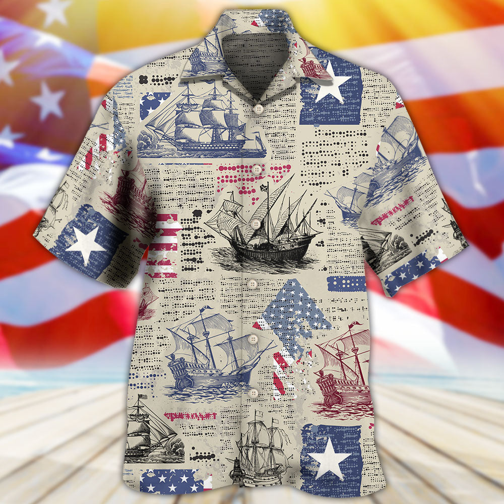 Sailing US Flag Independence Day - Hawaiian Shirt - Owls Matrix LTD