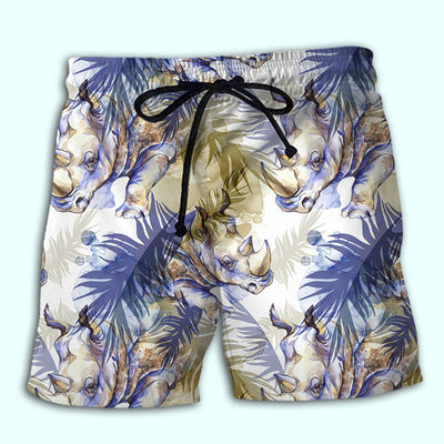 Beach Short / Adults / S Rhino Art Tropical Leaf Style - Beach Short - Owls Matrix LTD