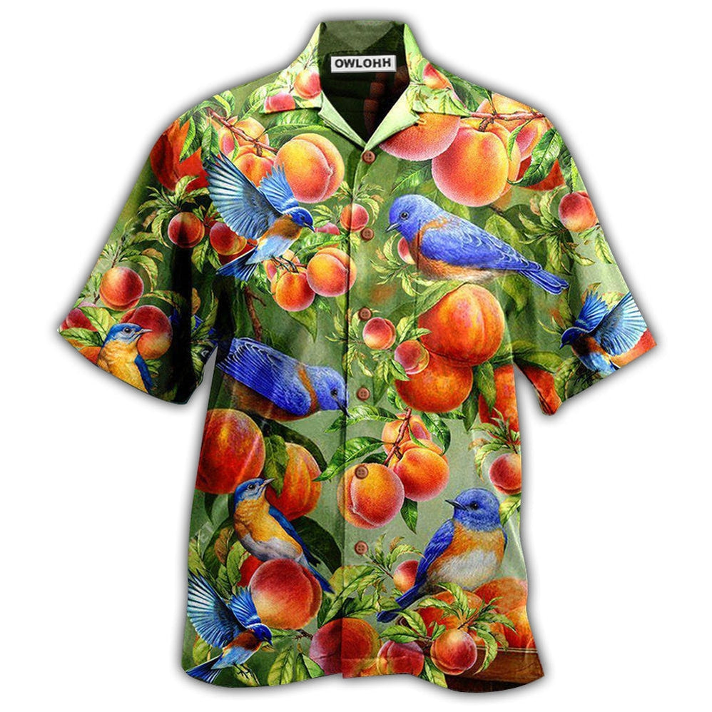 Hawaiian Shirt / Adults / S Robin Bird Something Peach Blue - Hawaiian Shirt - Owls Matrix LTD