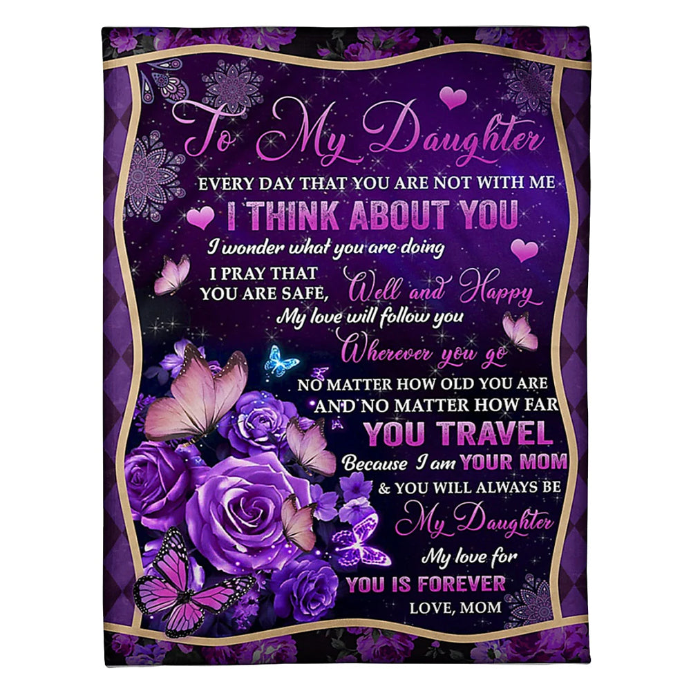 50" x 60" Rose I Think About You Best Gift For Daughter - Flannel Blanket - Owls Matrix LTD