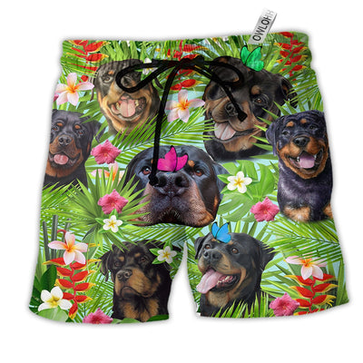 Beach Short / Adults / S Rottweiler Happy Summer With Dogs - Beach Short - Owls Matrix LTD