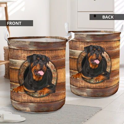 Rottweiler Wood Vintage Style - Laundry Basket - Owls Matrix LTD