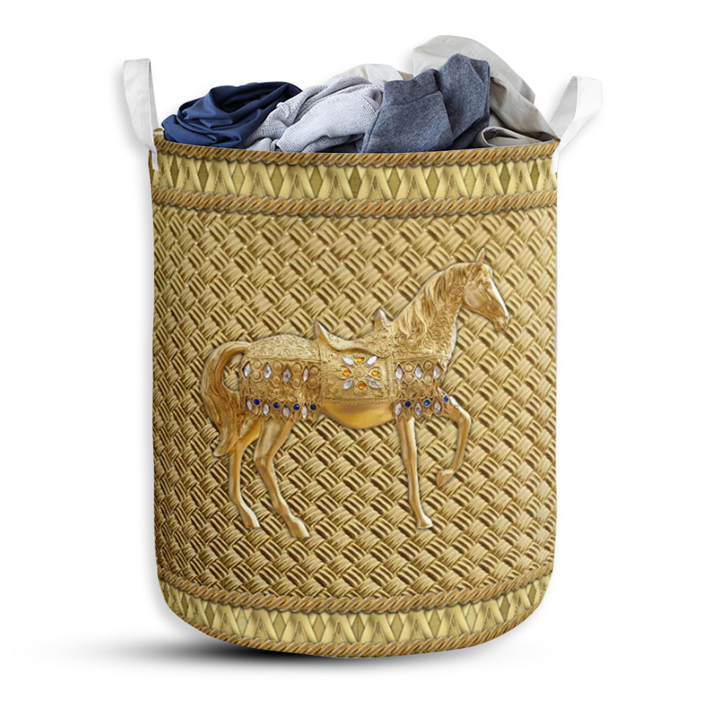 Horse Royal Yellow Style - Laundry Basket - Owls Matrix LTD