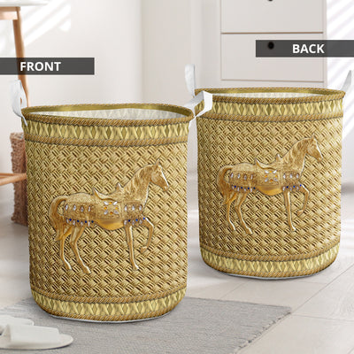 Horse Royal Yellow Style - Laundry Basket - Owls Matrix LTD