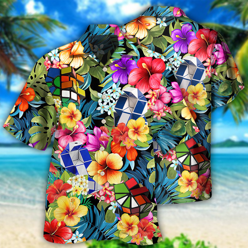 Rubik Snake Tropical Style With Flower - Hawaiian Shirt - Owls Matrix LTD