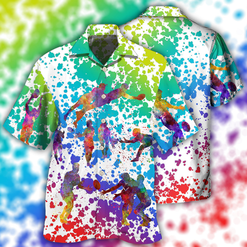 Rugby Colorful Painting - Hawaiian Shirt - Owls Matrix LTD
