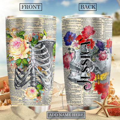 Skull And Flowers In My Mind Personalized - Tumbler - Owls Matrix LTD