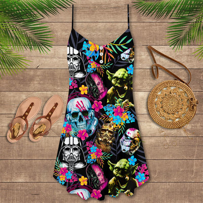 Halloween Starwars Horror Summer Tropical - V-neck Sleeveless Cami Dress
