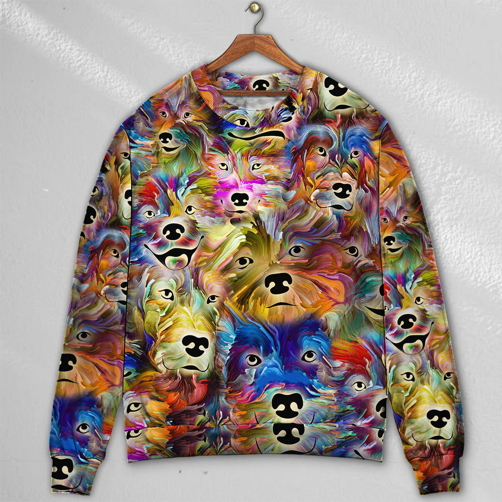 Dog Painting In My Memory - Sweater - Ugly Christmas Sweaters - Owls Matrix LTD