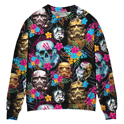 Halloween Starwars Stormtrooper Skull Tropical Neon - Sweater
