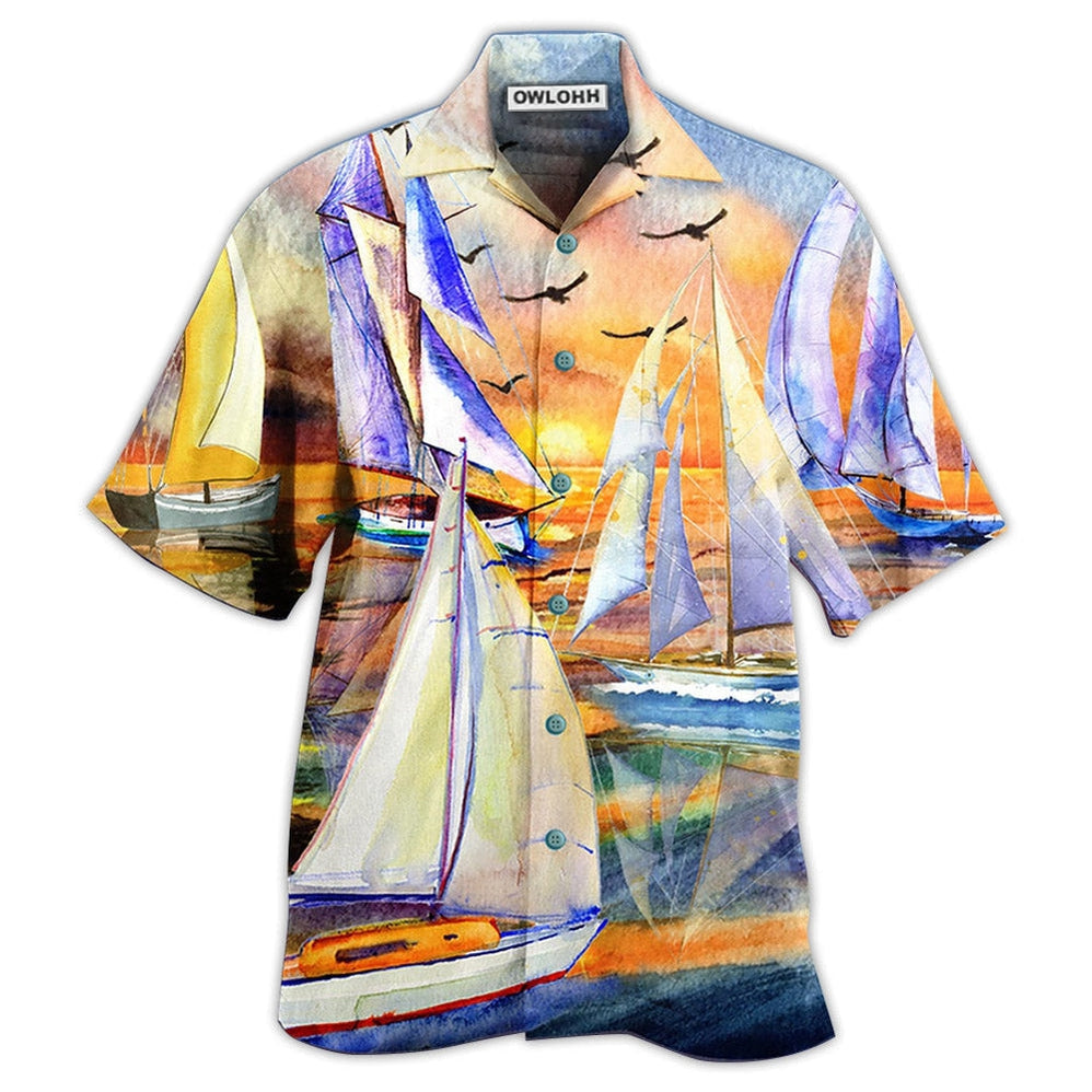 Hawaiian Shirt / Adults / S Sailing Beach Sunset Romantic - Hawaiian Shirt - Owls Matrix LTD