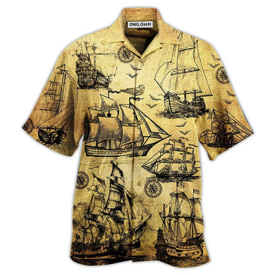 Hawaiian Shirt / Adults / S Sailing Vintage In Beautiful Life - Hawaiian Shirt - Owls Matrix LTD