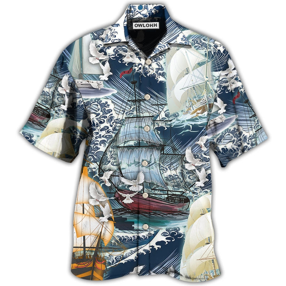 Sailing Dove Love Big Wave - Hawaiian Shirt - Owls Matrix LTD