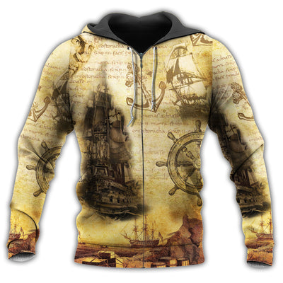 Zip Hoodie / S Sailing Ship Into The Sea To Find Your Soul - Hoodie - Owls Matrix LTD