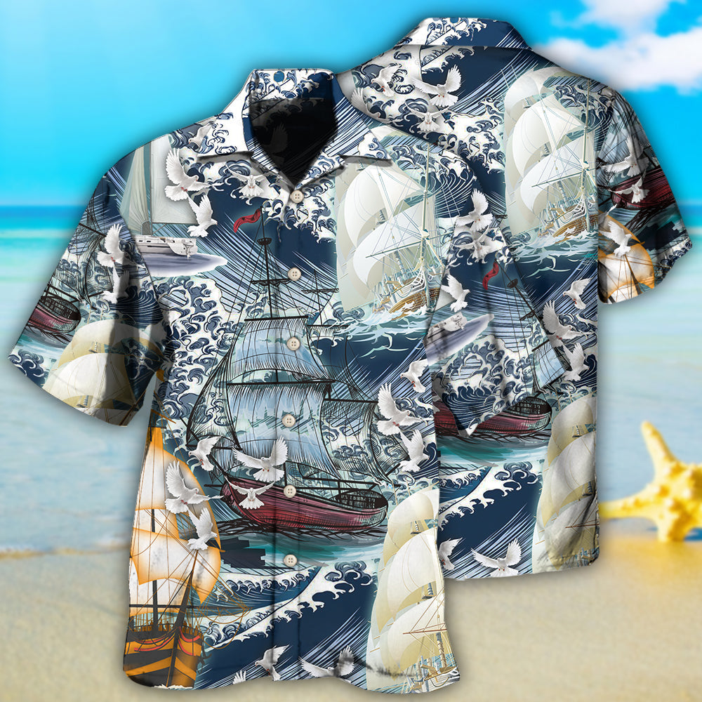 Hawaiian Shirt / Adults / S Sailing Dove Love Big Wave - Hawaiian Shirt - Owls Matrix LTD