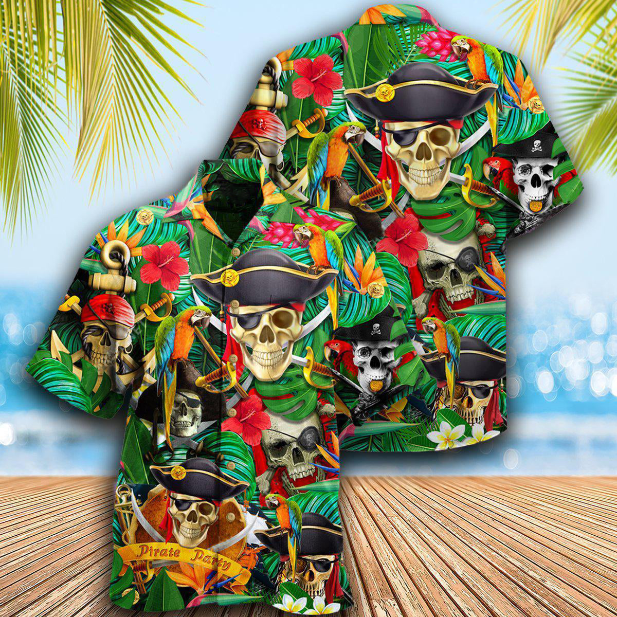 Pirate Skull Pirates Make Ledgends - Hawaiian Shirt - Owls Matrix LTD