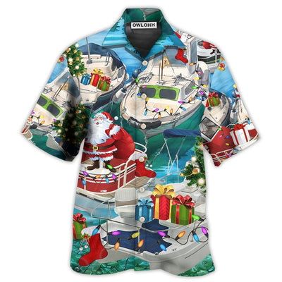 Hawaiian Shirt / Adults / S Pontoon Santa Claus's Pontoon Is Coming To Town - Hawaiian Shirt - Owls Matrix LTD