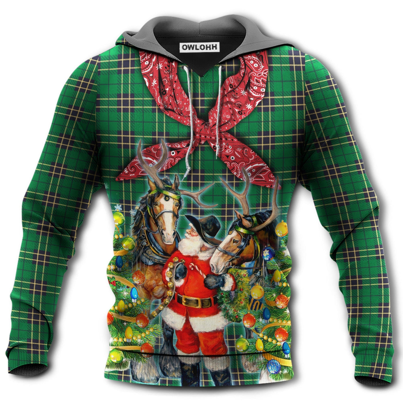 Unisex Hoodie / S Santa Cowboy Merry Christmas - Hoodie - Owls Matrix LTD