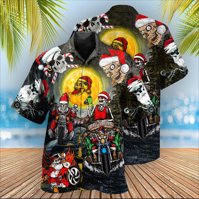 Skull Santa Skull Is Racing To You - Hawaiian Shirt - Owls Matrix LTD