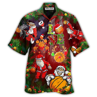 Hawaiian Shirt / Adults / S Basketball Santa Love Basketball - Hawaiian Shirt - Owls Matrix LTD