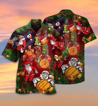 Basketball Santa Love Basketball - Hawaiian Shirt - Owls Matrix LTD