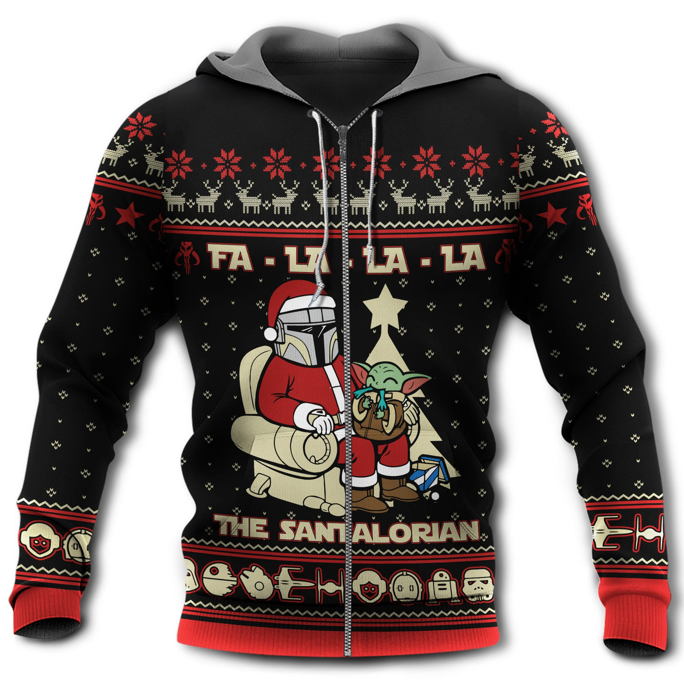 Zip Hoodie / S Santa The Santalorian Merry Christmas Falala - Hoodie - Owls Matrix LTD