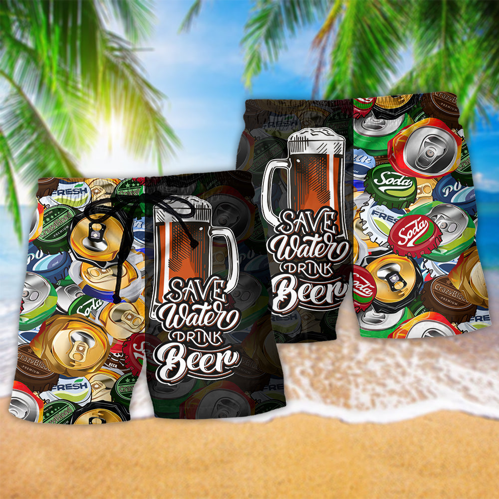 Save Water Drink Beer Cool Style - Beach Short - Owls Matrix LTD