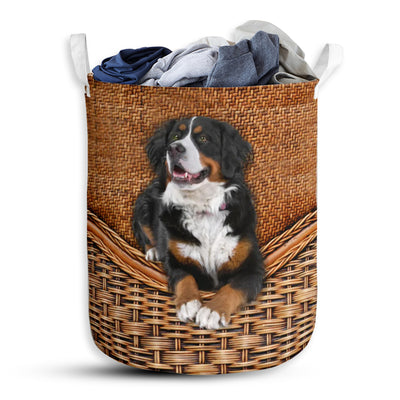 Sennenhund Berner Dog Rattan Teaxture - Laundry Basket - Owls Matrix LTD