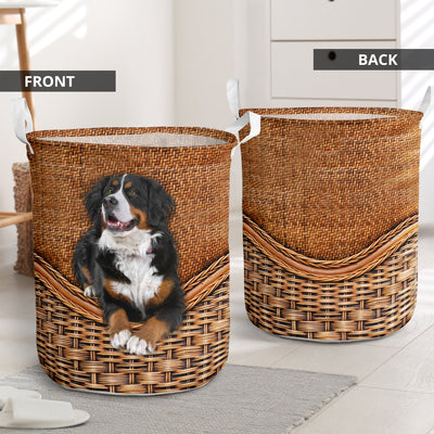 Sennenhund Berner Dog Rattan Teaxture - Laundry Basket - Owls Matrix LTD