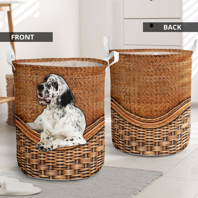 Setter Bw Dog V2 Rattan Teaxture - Laundry Basket - Owls Matrix LTD