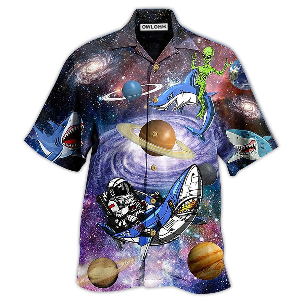 Hawaiian Shirt / Adults / S Shark Alien Space - Hawaiian Shirt - Owls Matrix LTD