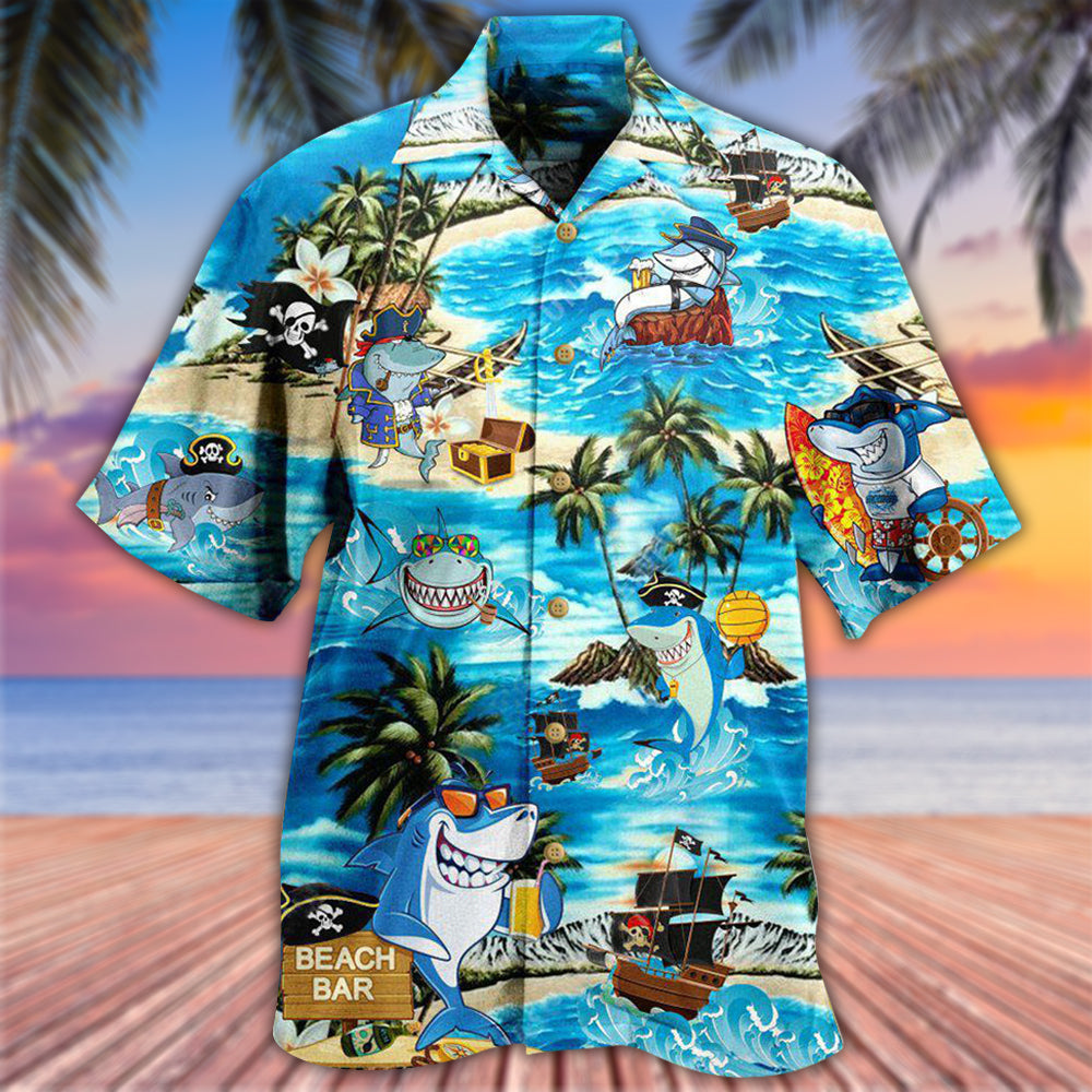 Shark Amazing Pirate Beach Bar - Hawaiian Shirt - Owls Matrix LTD