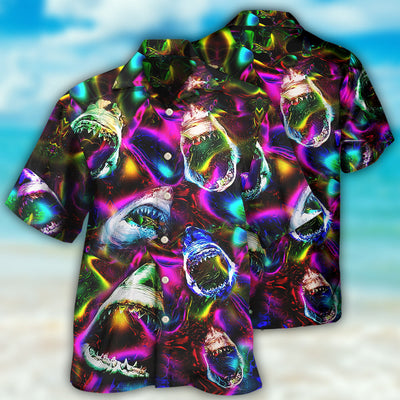 Shark Angry Loves Color - Hawaiian Shirt - Owls Matrix LTD