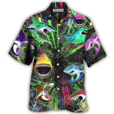 Hawaiian Shirt / Adults / S Shark Angry Neon Style - Hawaiian Shirt - Owls Matrix LTD