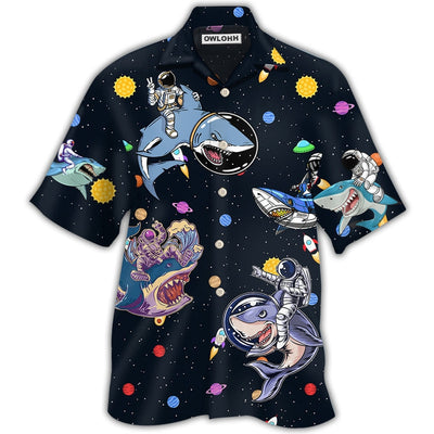 Hawaiian Shirt / Adults / S Shark Astronaut Galaxy Sky - Hawaiian shirt - Owls Matrix LTD