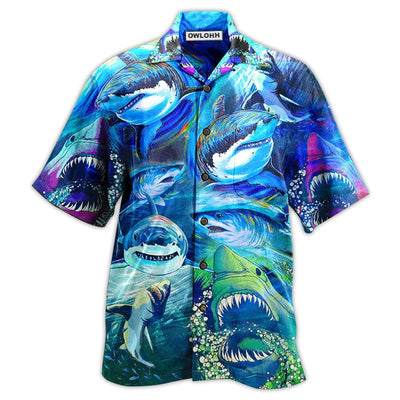 Hawaiian Shirt / Adults / S Shark Be A Shark Blue Ocean - Hawaiian Shirt - Owls Matrix LTD