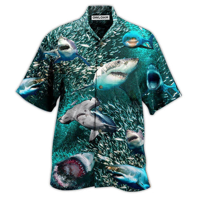 Hawaiian Shirt / Adults / S Shark In A World Full Of Fish Be A Shark - Hawaiian Shirt - Owls Matrix LTD